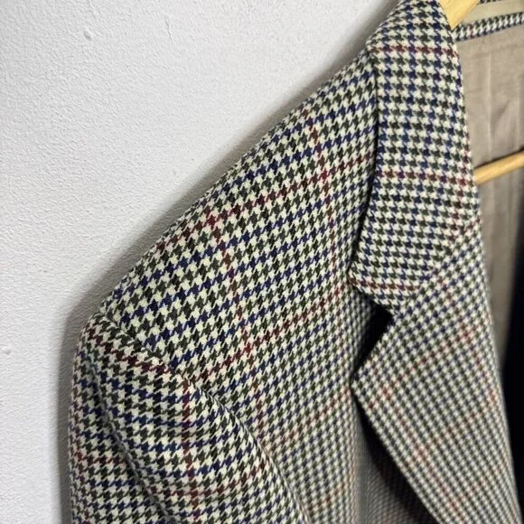 Hugo Boss Men 46 Regular Blazer Sports Coat Houndstooth Green Red Blue Wool